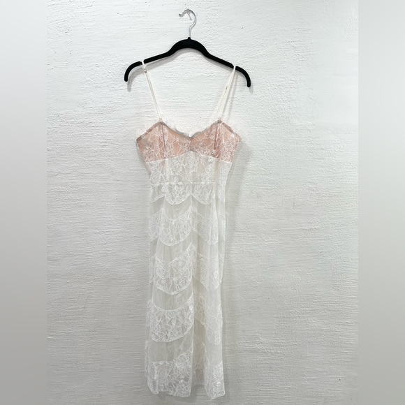 For Love & Lemons X Jamie King La Bella Midi Dress White Lace - Picture 2 of 6